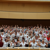 150 Frauen beim Sit-in für Halbe-Halbe im Bayerischen Landtag
