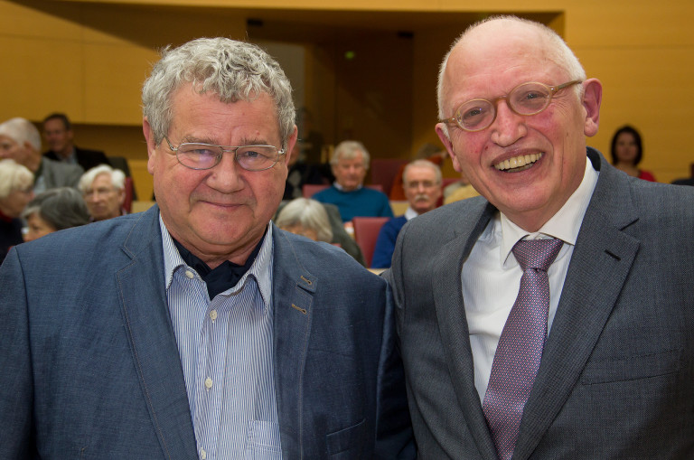 Verheugen mit Gerhard Schmid, ehemaliger Vizepräsident des Europäischen Parlaments