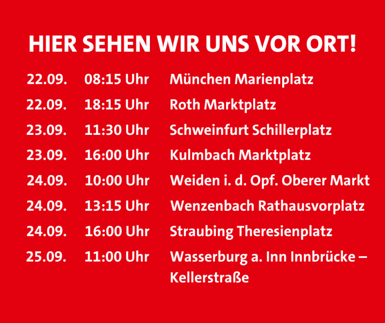 Bayern-Tour Infostände Übersicht